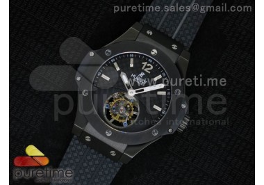 Big Bang Tourbillon Automatic PVD Black Textured Dial on Black Rubber Strap