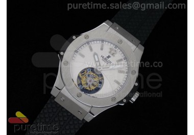 Big Bang Tourbillon Automatic SS White Dial on Black Rubber Strap