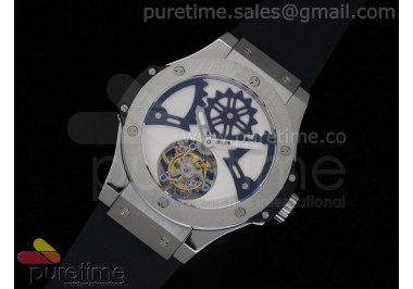 Big Bang Tourbillon Solo Bang SS White Dial on Black Rubber Strap