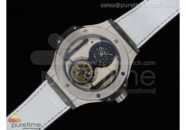 Big Bang 44mm Vendome Tourbillon SS White Dial on White Gummy