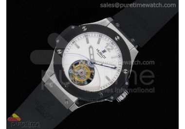 Big Bang Automatic Tourbillon SS/Ceramic White Dial on Rubber Strap