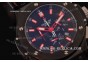 Hublot Big Bang Red Magic Swiss Quartz PVD Case with Black Dial and Black Leather Strap - Stick Markers