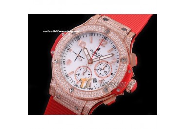 HB8502 - Big Bang White Dial Full Diamond RG/RB Red - Asia 7750