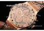 Hublot Big Bang Boa Bang Chrono Miyota OS20 Quartz Rose Gold Case with Brown Boa Dial Diamond Markers and Brown Boa Leather Strap