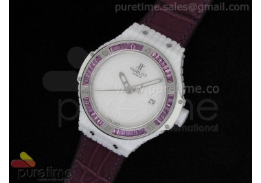 Big Bang 41mm White Caviar SS/Purple Bezel  on Purple Gummy Strap A2824