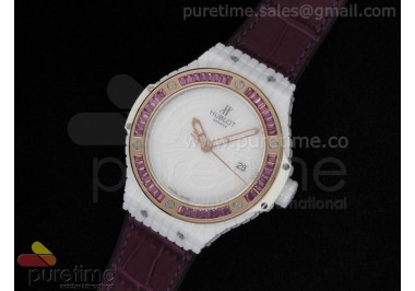 Big Bang 41mm White Caviar RG/Purple Bezel  on Purple Gummy Strap A2824