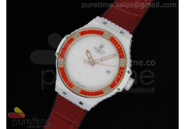 Big Bang 41mm White Caviar RG/Red Bezel  on Red Gummy Strap A2824