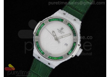 Big Bang 41mm White Caviar SS/Green Bezel  on Green Gummy Strap A2824