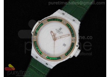 Big Bang 41mm White Caviar RG/Green Bezel  on Green Gummy Strap A2824