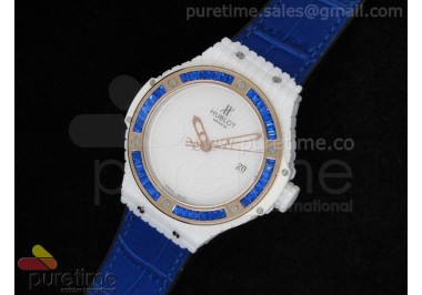 Big Bang 41mm White Caviar RG/Blue Bezel  on Blue Gummy Strap A2824