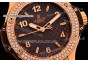 Hublot Big Bang Cappuccino Gold Swiss Quartz  Rose Gold Case with Brown Carbon Fiber Dial and Diamond Bezel