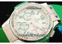 Hublot Big Bang Chronograph Swiss Quartz Movement Green Diamond Bezel with Green Markers and Green Rubber Strap-Lady Model