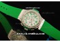 Hublot Big Bang Chronograph Swiss Quartz Movement Green Diamond Bezel with Green Markers and Green Rubber Strap-Lady Model