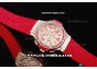 Hublot Big Bang Chronograph Swiss Quartz Movement Pink Diamond Bezel with Pink Markers and Pink Rubber Strap-Lady Model