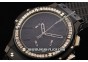 Hublot Big Bang Chronograph Swiss Quartz Movement PVD Case with White Diamond Bezel and Black Rubber Strap-Lady Model