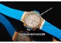 Hublot Big Bang Chronograph Swiss Quartz Movement Rose Gold Case with Blue Diamond Bezel and Blue Rubber Strap-Lady Model