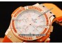 Hublot Big Bang Chronograph Swiss Quartz Movement Rose Gold Case with Orange Diamond Bezel and Orange Rubber Strap-Lady Model