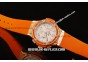 Hublot Big Bang Chronograph Swiss Quartz Movement Rose Gold Case with Orange Diamond Bezel and Orange Rubber Strap-Lady Model