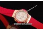 Hublot Big Bang Chronograph Swiss Quartz Movement Rose Gold Case with Pink Diamond Bezel and Pink Rubber Strap-Lady Model