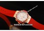 Hublot Big Bang Chronograph Swiss Quartz Movement Rose Gold Case with Pink Diamond Bezel and Red Rubber Strap-Lady Model