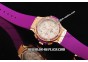 Hublot Big Bang Chronograph Swiss Quartz Movement Rose Gold Case with Purple Diamond Bezel and Purple Rubber Strap-Lady Model