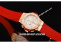 Hublot Big Bang Chronograph Swiss Quartz Movement Rose Gold Case with White Diamond Bezel and Red Rubber Strap-Lady Model