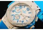 Hublot Big Bang Chronograph Swiss Quartz Movement White Dial with Blue Markers and Blue Rubber Strap-Lady Model