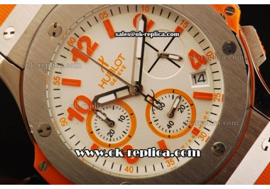 Hublot Big Bang Chronograph Swiss Quartz Movement White Dial with Orange Markers and Orange Rubber Strap-Lady Model