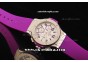 Hublot Big Bang Chronograph Swiss Quartz Movement White Dial with Purple Markers and Purple Rubber Strap-Lady Model