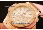 Hublot Big Bang Chronograph Swiss Quartz Rose Gold Case with White Dial and Pink Rubber Strap - Diamond Bezel