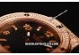 Hublot Big Bang Diamond Bezel Swiss Quartz Movement Rose Gold Diamond Case with Black Grid Dial and Black Rubber Strap-Lady Size