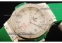 Hublot Big Bang Lady Swiss Quartz Movement Steel Case with Diamond Bezel and White Dial - Green Rubber Strap