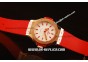 Hublot Big Bang Miyota Automatic Rose Gold Case with White Dial and Red Rubber Strap-Lady Model