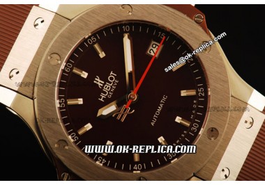 Hublot Big Bang Miyota Automatic Steel Case with Brown Dial and Brown Rubber Strap-Lady Model