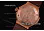 Hublot Big Bang Swiss ETA Quartz Rose Gold Case with Brown Carbon Fiber Dial and Brown Rubber Strap - Stick/Numeral Markers