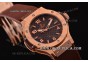 Hublot Big Bang Swiss ETA Quartz Rose Gold Case with Brown Carbon Fiber Dial and Brown Rubber Strap - Stick/Numeral Markers