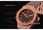 Hublot Big Bang Swiss ETA Quartz Rose Gold Case with Brown Carbon Fiber Dial and Brown Rubber Strap - Stick/Numeral Markers