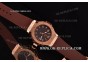 Hublot Big Bang Swiss ETA Quartz Rose Gold Case with Brown Carbon Fiber Dial and Brown Rubber Strap - Stick/Numeral Markers