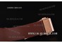 Hublot Big Bang Swiss ETA Quartz Rose Gold Case with Brown Carbon Fiber Dial and Brown Rubber Strap - Stick/Numeral Markers