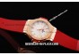 Hublot Big Bang Swiss Quartz Movement Rose Gold Case/Bezel with White Dial Rose Gold Markers-Red Rubber Strap