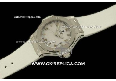 Hublot Big Bang Swiss Quartz Movement Steel Case with White Dial and White Rubber Strap - Lady Model