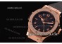 Hublot Big Bang Swiss Quartz Rose Gold Case with Diamond Bezel and Black Rubber Strap -Stick/Numeral Markers