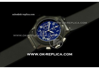 Hublot MDM Chronograph Swiss Quartz Movement PVD Case with Blue Dial and Black Rubber Strap - Lady Size