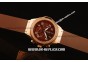 Hublot MDM Ladies Chronograph Swiss ETA Quartz Rose Gold Case with Diamond Bezel and Brown Rubber Strap - Brown Dial