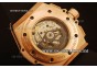 Hublot King Power Swiss Valjoux 7750 Automatic Rose Gold Case with Semi-Skeleton Dial and Black Rubber Strap - Red Markers