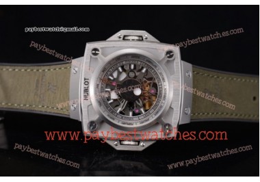 Hublot Masterpiece MP 08 Antikythera Sunmoon 908.NX.1013.GR Skeleton Dial Army Green Leather Steel Watch