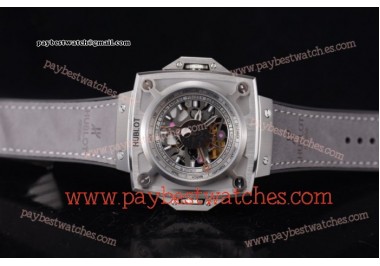 Hublot Masterpiece MP 08 Antikythera Sunmoon 908.NX.1012.GR Skeleton Dial Grey Leather Steel Watch