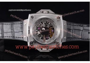 Hublot Masterpiece MP 08 Antikythera Sunmoon 908.NX.1010.GR Skeleton Dial Black Leather Steel Watch