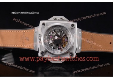 Hublot Masterpiece MP 08 Antikythera Sunmoon 908.NX.1017.GR Skeleton Dial Brown Leather Steel Watch