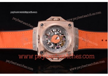 Hublot Masterpiece MP 08 Antikythera Sunmoon 908.NX.1021.GR Skeleton Dial Orange Leather Rose Gold Watch